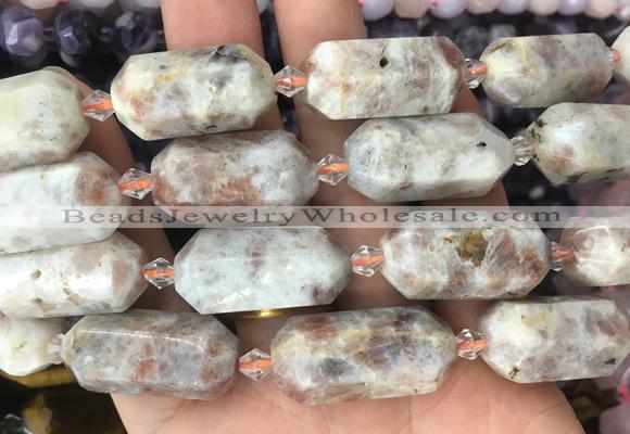 CBBS28 15 inches 11*25mm - 14*28mm hexahedral prism sunstone beads