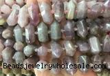 CBBS32 15 inches 12*25mm - 14*28mm hexahedral prism rose quartz beads