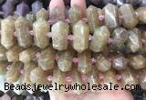 CBBS42 15 inches 12*25mm - 14*28mm hexahedral prism quartz beads