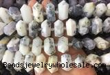 CBBS43 15 inches 12*25mm - 14*28mm hexahedral prism white opal beads