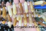 CBBS57 15 inches 8*30mm - 9*33mm hexahedral prism yellow aventurine beads