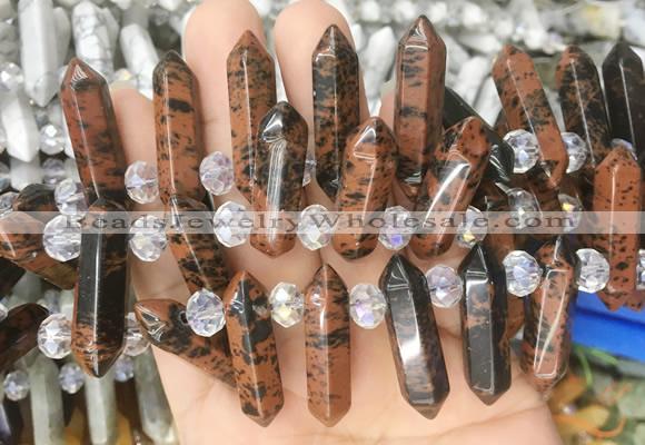 CBBS59 15 inches 8*30mm - 9*33mm hexahedral prism mahogany obsidian beads