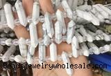 CBBS64 15 inches 8*30mm - 9*33mm hexahedral prism white howlite beads