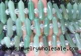 CBBS69 15 inches 8*30mm - 9*33mm hexahedral prism green aventurine beads