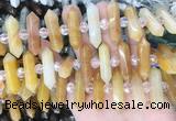 CBBS70 15 inches 8*30mm - 9*33mm hexahedral prism yellow aventurine beads