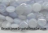 CBC11 15.5 inches 10mm flat round blue chalcedony beads wholesale