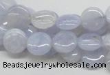 CBC12 15.5 inches 12mm flat round blue chalcedony beads wholesale