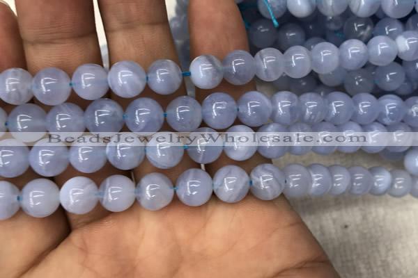 CBC720 15.5 inches 8mm round blue chalcedony gemstone beads