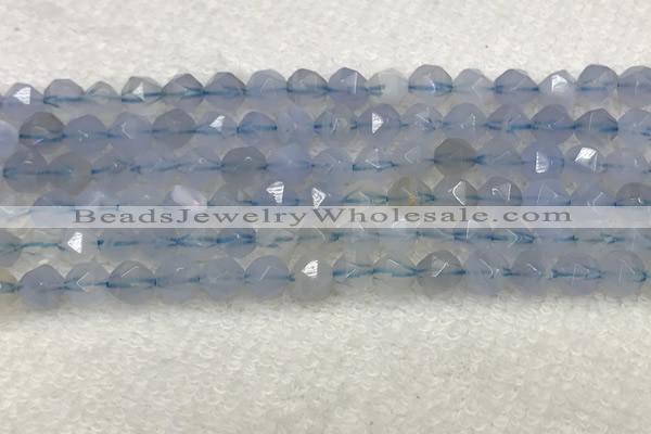 CBC740 15.5 inches 6mm faceted nuggets blue chalcedony beads