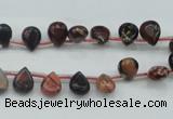 CBD15 6*8mm top-drilled teardrop brecciated jasper gemstone beads