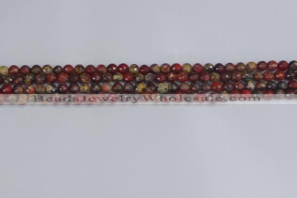 CBD368 15.5 inches 4mm faceted round brecciated jasper beads