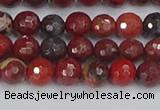 CBD376 15.5 inches 6mm faceted round poppy jasper beads