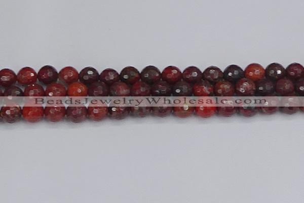 CBD379 15.5 inches 12mm faceted round poppy jasper beads