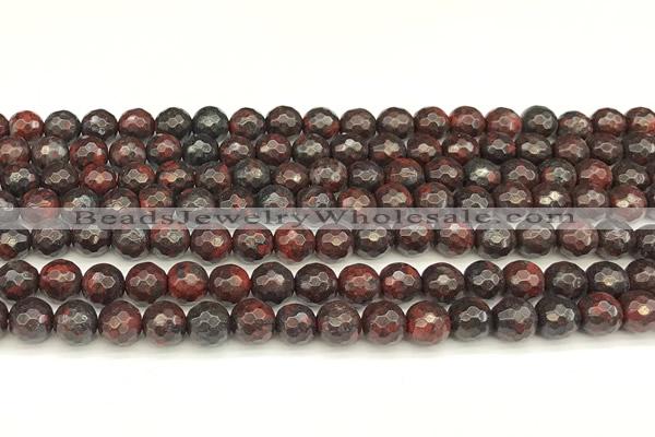 CBD390 15 inches 6mm faceted round brecciated jasper beads