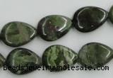 CBG09 15.5 inches 13*18mm flat teardrop bronze green gemstone beads