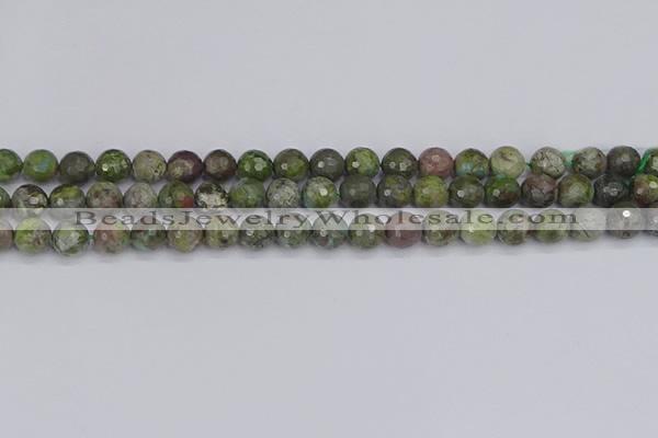 CBG102 15.5 inches 8mm faceted round bronze green gemstone beads