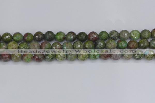 CBG104 15.5 inches 12mm faceted round bronze green gemstone beads