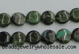 CBG14 15.5 inches 10mm flat round bronze green gemstone beads