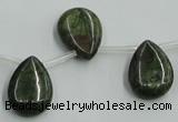 CBG21 13*18mm top-drilled flat teardrop bronze green gemstone beads