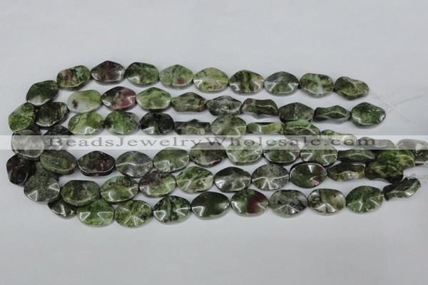 CBG65 15.5 inches 13*18mm wavy oval bronze green gemstone beads