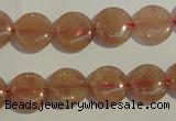 CBQ16 15.5 inches 12mm flat round strawberry quartz beads wholesale