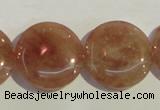 CBQ19 15.5 inches 25mm flat round strawberry quartz beads wholesale