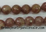 CBQ214 15.5 inches 12mm faceted round strawberry quartz beads