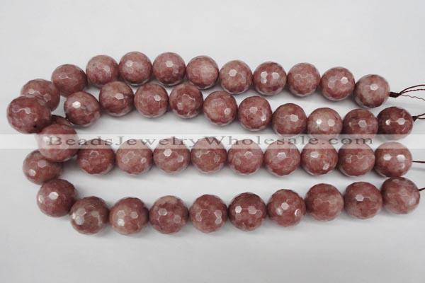 CBQ217 15.5 inches 18mm faceted round strawberry quartz beads