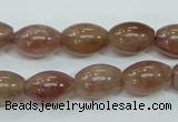 CBQ226 15.5 inches 10*14mm rice strawberry quartz beads