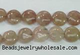 CBQ235 15.5 inches 10mm flat round strawberry quartz beads