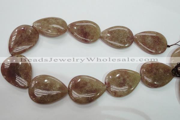 CBQ239 15.5 inches 30*40mm flat teardrop strawberry quartz beads