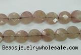 CBQ240 15.5 inches 8mm faceted coin strawberry quartz beads