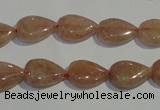 CBQ25 15.5 inches 10*14mm flat teardrop strawberry quartz beads