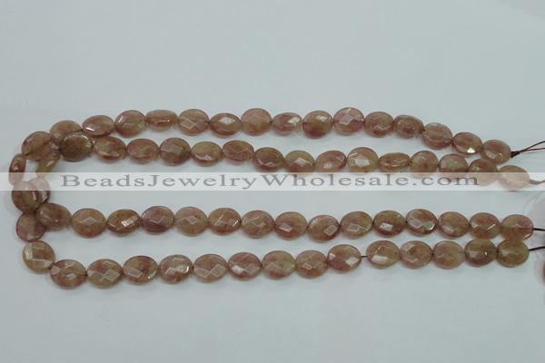 CBQ251 15.5 inches 10*12mm faceted oval strawberry quartz beads