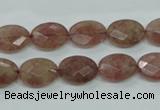 CBQ252 15.5 inches 10*14mm faceted oval strawberry quartz beads