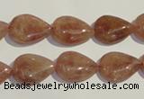 CBQ26 15.5 inches 12*16mm flat teardrop strawberry quartz beads