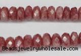 CBQ265 15.5 inches 5*10mm faceted rondelle strawberry quartz beads