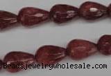 CBQ268 15.5 inches 10*15mm faceted teardrop strawberry quartz beads