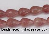 CBQ269 15.5 inches 10*15mm faceted teardrop strawberry quartz beads