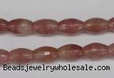 CBQ270 15.5 inches 8*12mm faceted rice strawberry quartz beads