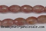 CBQ271 15.5 inches 10*14mm faceted rice strawberry quartz beads