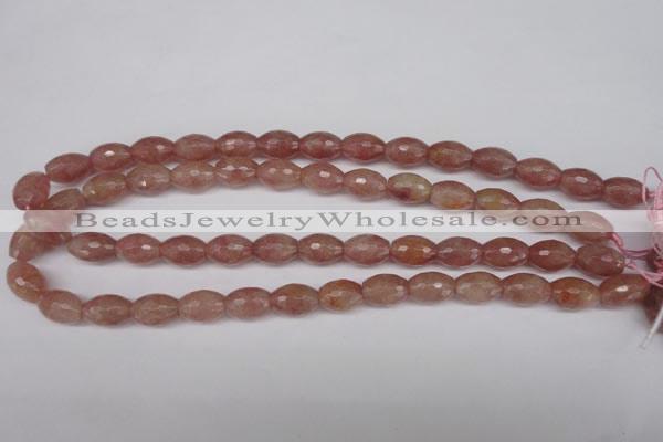 CBQ271 15.5 inches 10*14mm faceted rice strawberry quartz beads