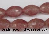 CBQ272 15.5 inches 12*18mm faceted rice strawberry quartz beads