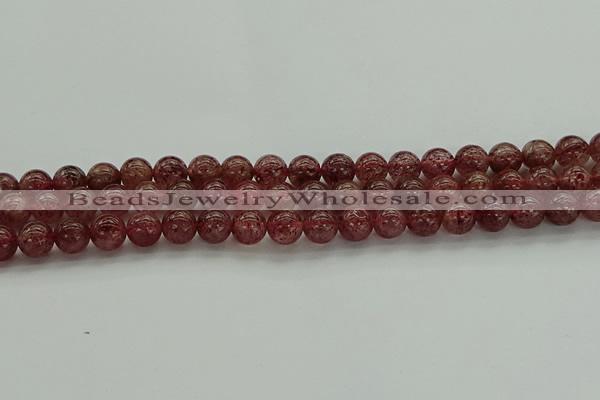 CBQ312 15.5 inches 8mm round natural strawberry quartz beads