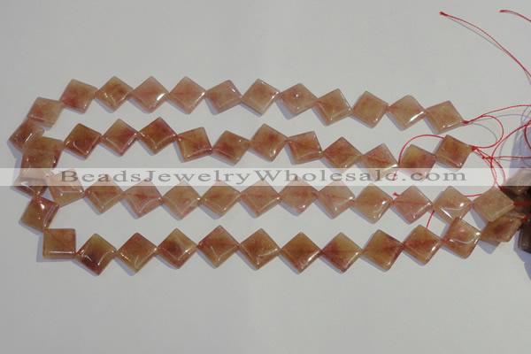 CBQ32 15.5 inches 12*12mm diamond strawberry quartz beads wholesale