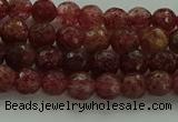 CBQ330 15.5 inches 4mm faceted round strawberry quartz beads