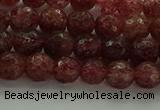 CBQ331 15.5 inches 6mm faceted round strawberry quartz beads