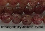 CBQ332 15.5 inches 8mm faceted round strawberry quartz beads