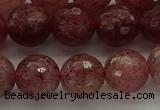 CBQ333 15.5 inches 10mm faceted round strawberry quartz beads