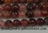 CBQ411 15.5 inches 6mm faceted round strawberry quartz beads